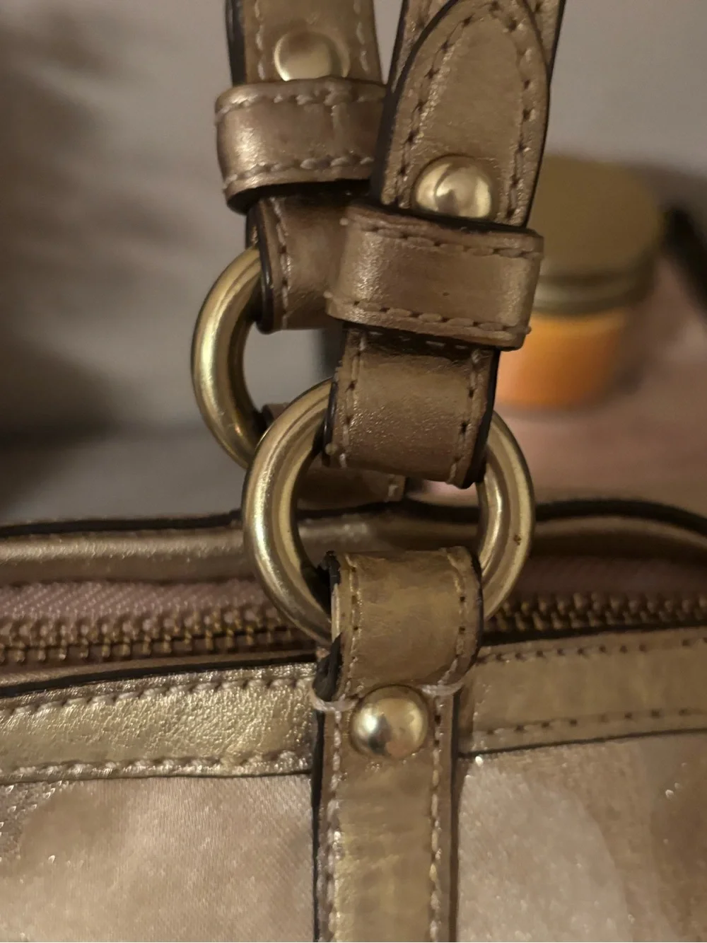 COACH VINTAGE SIGNATURE STRIPE LUREX TOTE METALLIC GOLD